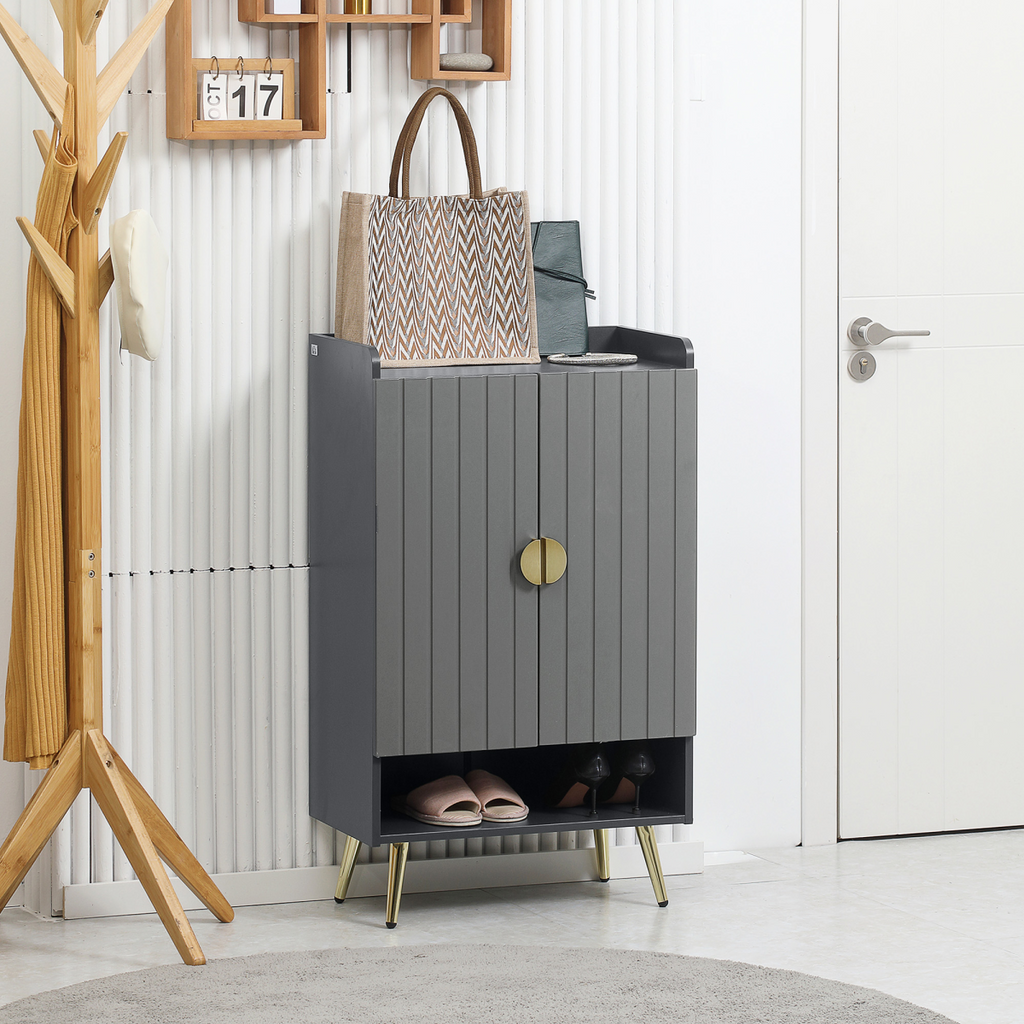 Modern Hallway Shoe Cupboard w/ Open Compartment Adjustable Shelf for Entryway