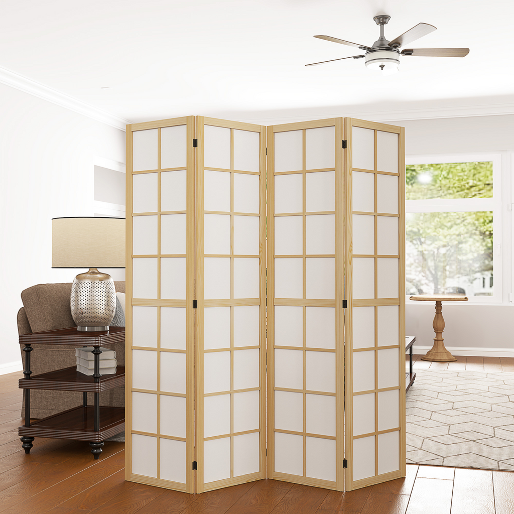HOMCOM Indoor Room Partition, 4 Panel Folding Room Divider, 160 x 170cm