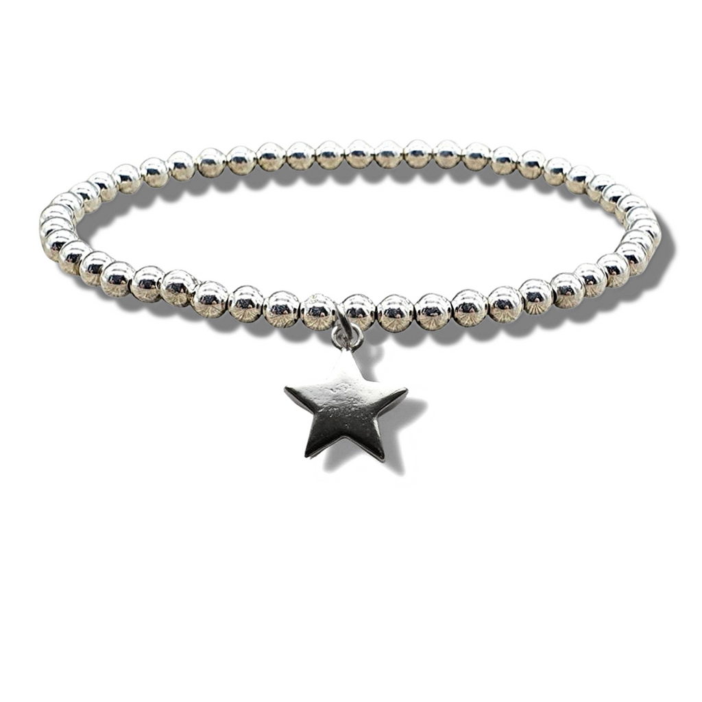 Star Silver Beaded Bracelet for Women & Kids