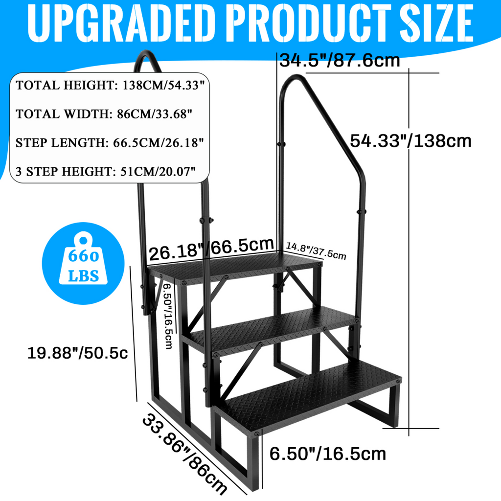 RV Step 3 Step Ladder, RV Step with Handrails