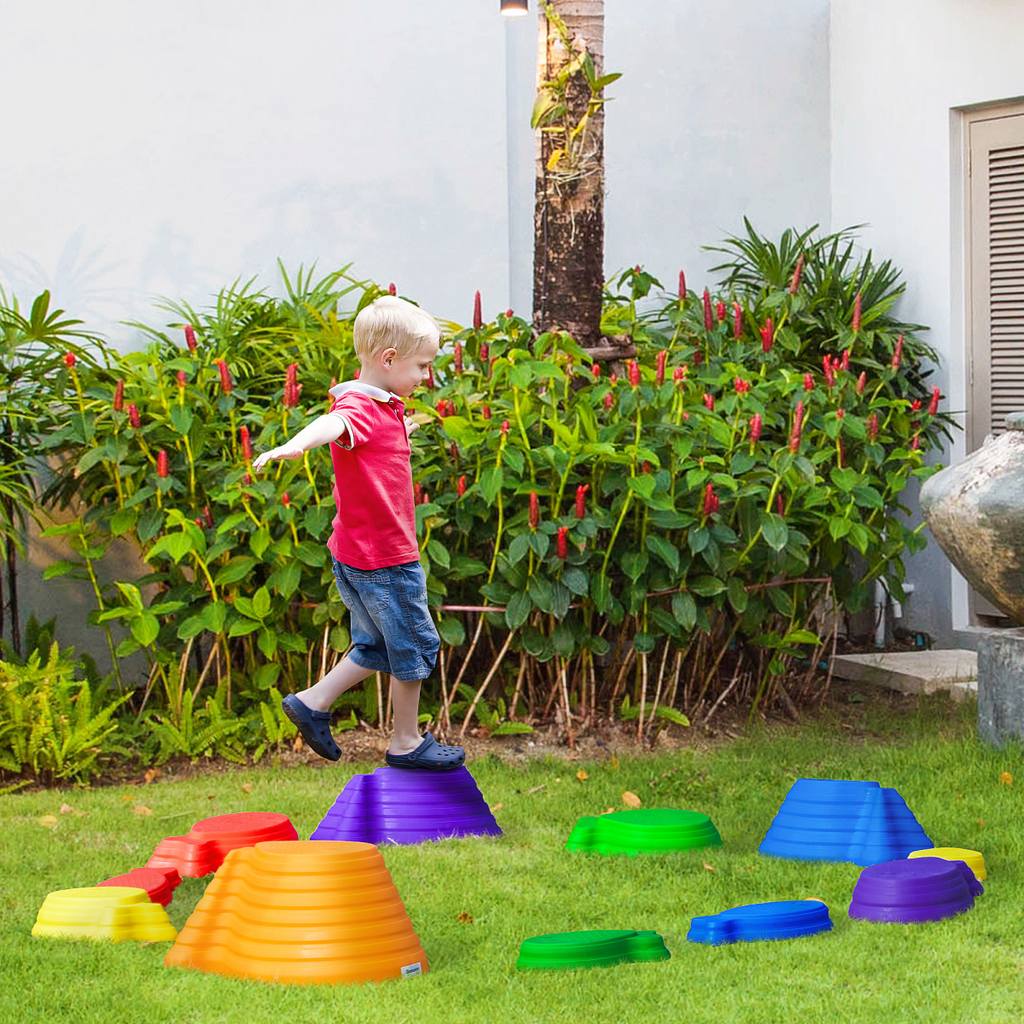 11-Piece Fish Shaped Balance Stepping Stones for Kids - Multicoloured