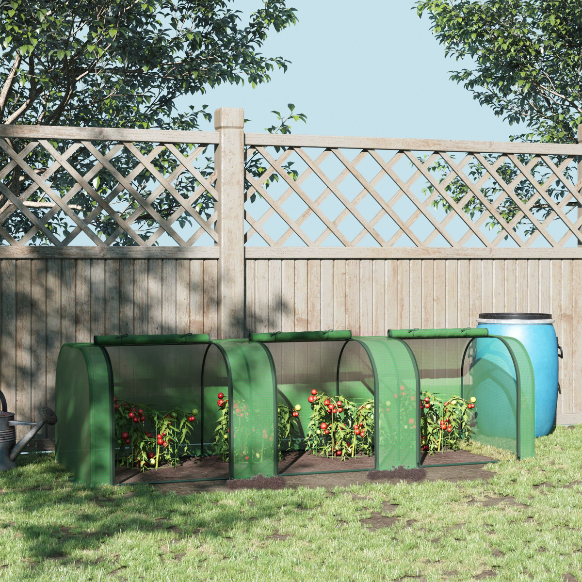 Tunnel Greenhouse Green Grow House Steel Frame Garden Backyard with Zipped Doors