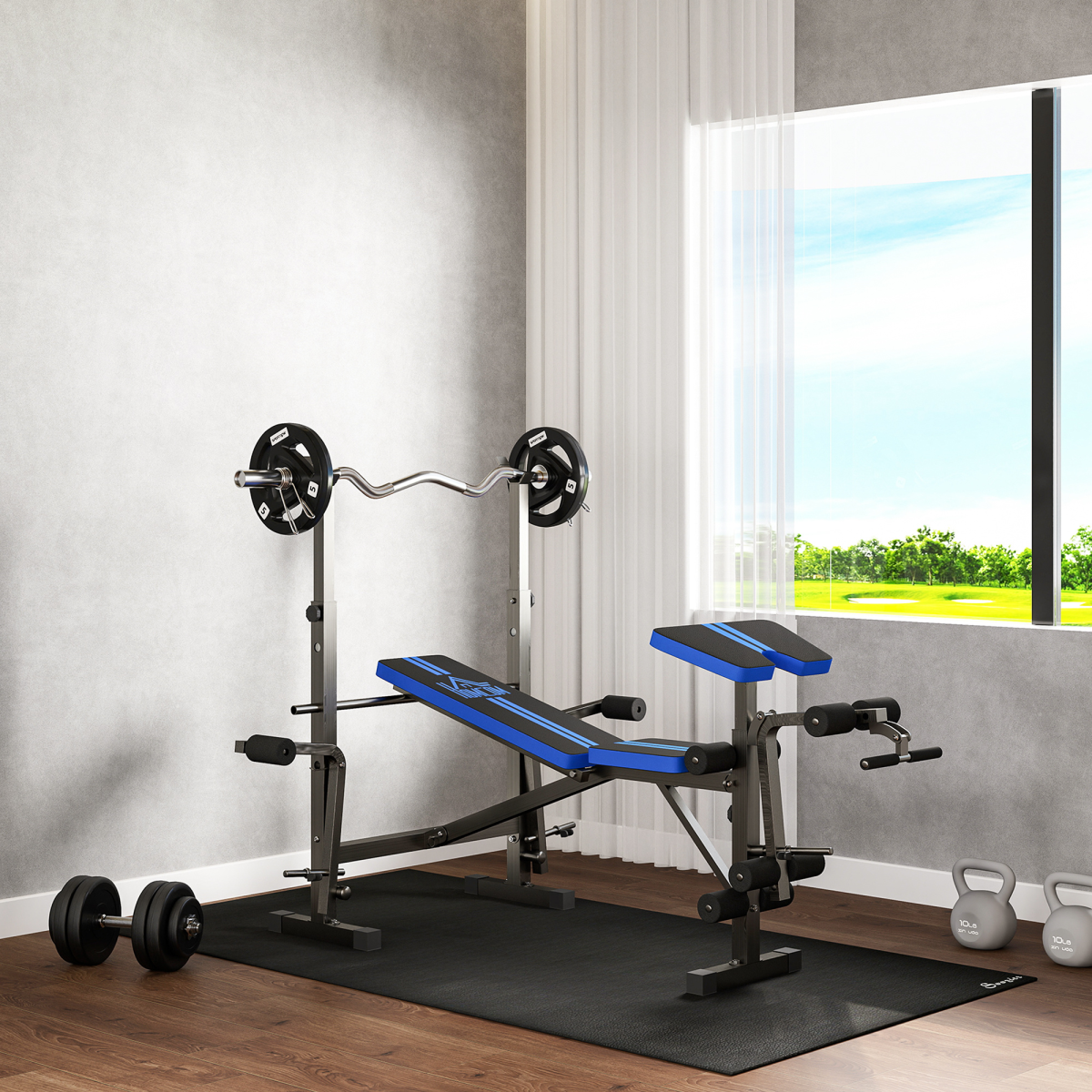 HOMCOM Multi-Function Adjustable Weight Training Bench Gym Fitness Lifting