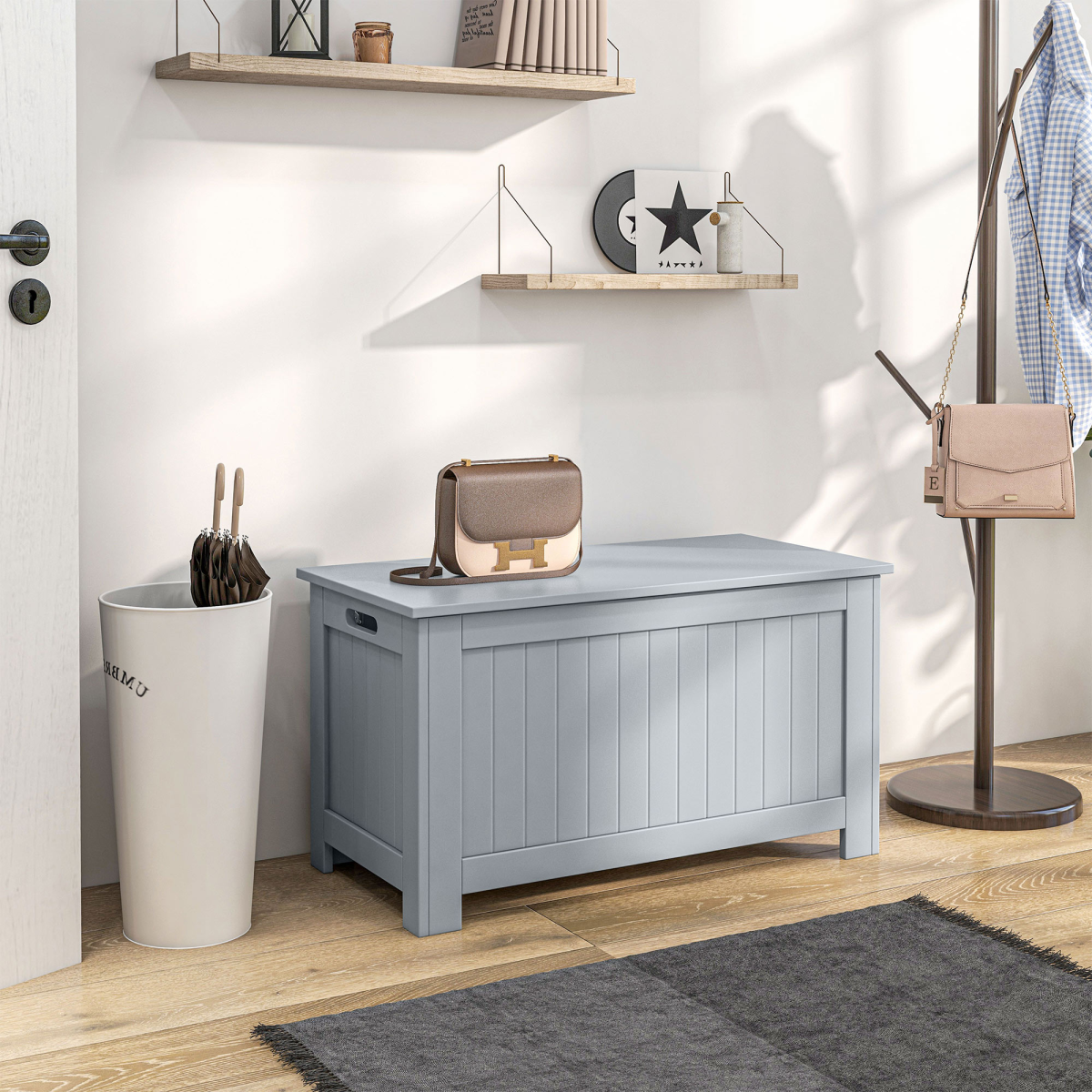 Large Storage Box Toy Chest Cabinet Unit Organizer with Lid & Safety Hinges