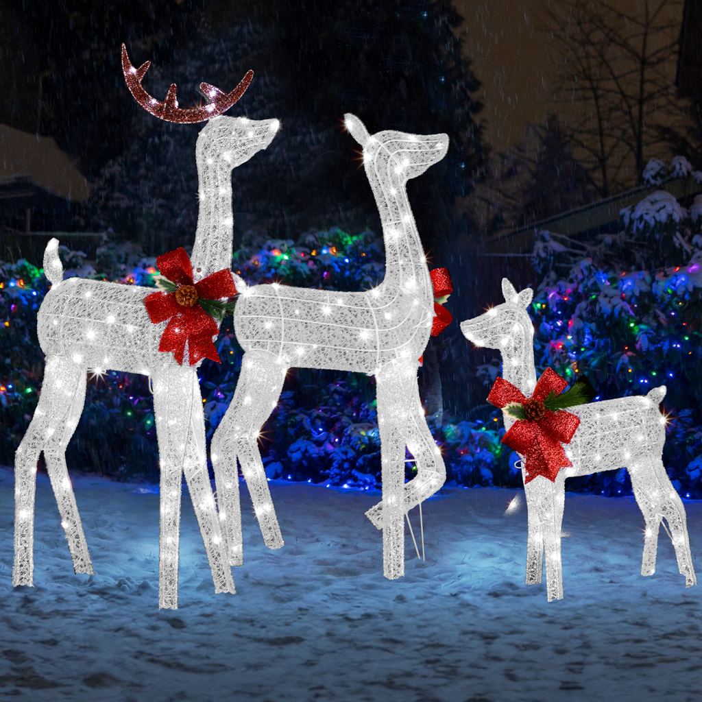 3-Piece Lighted Christmas Reindeer Family Set Outdoor Decorations