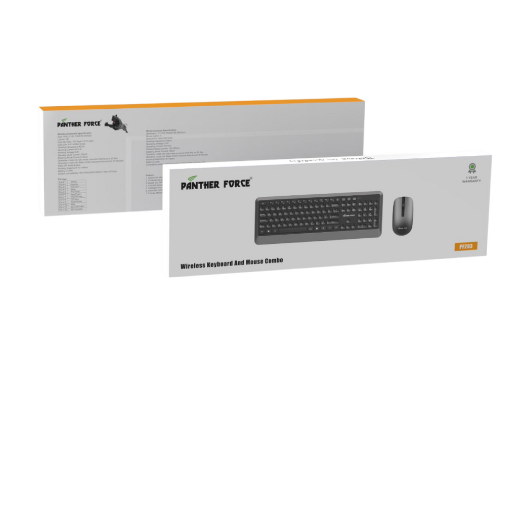 Panther Force Wireless Keyboard & Mouse Set - Silver PF293
