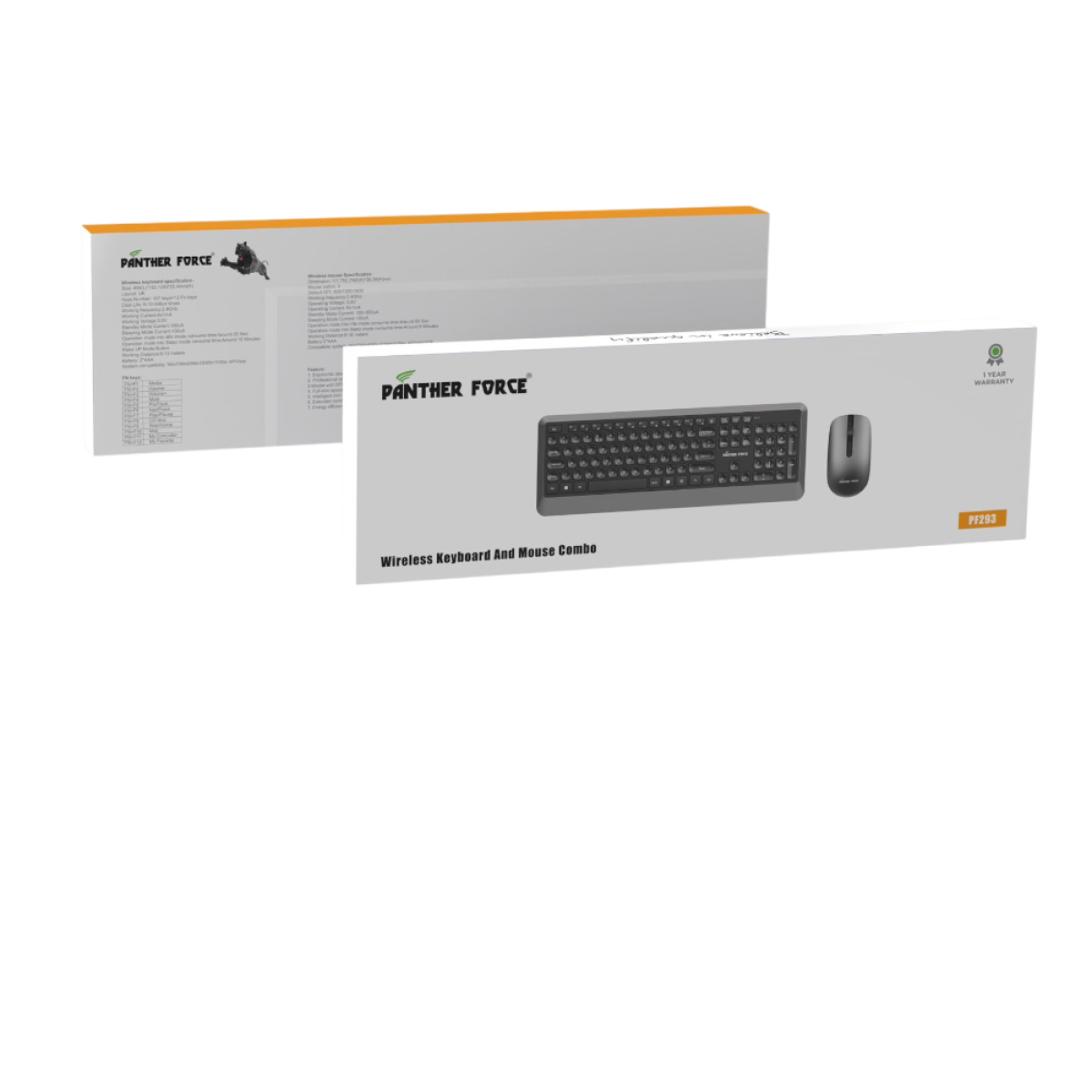 Panther Force Wireless Keyboard & Mouse Set - Silver PF293