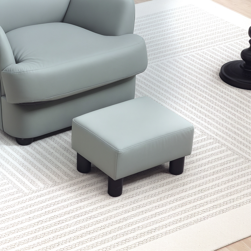 HOMCOM Chic Faux Leather Footstool Small Footrest with 4 Plastic Legs, Grey