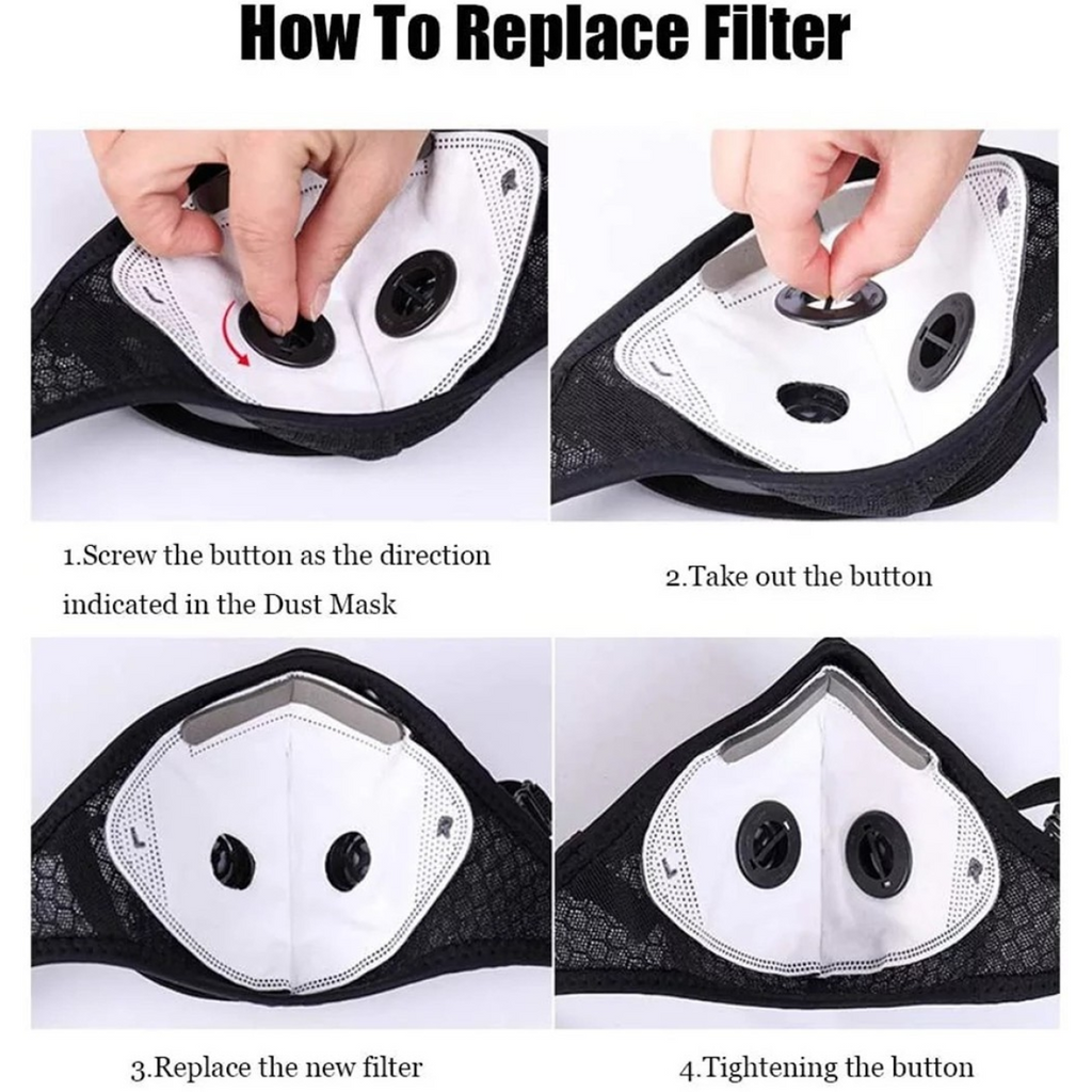 Reusable Half Face Cover Mask with Filter Cycling Outdoor Sport Face Mask Grey