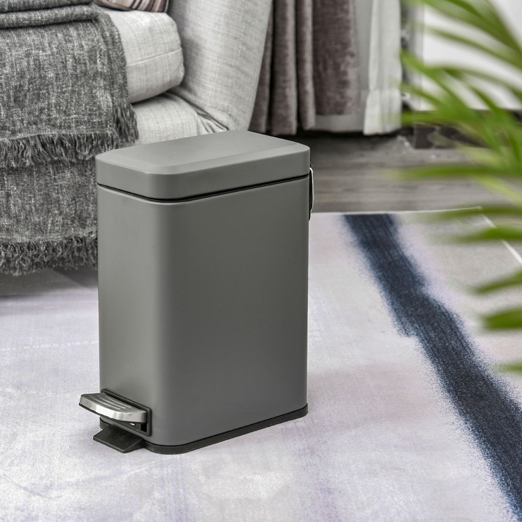 5L Steel Step Trash Can with Quiet-Closed Lid, Silent and Gentle Open