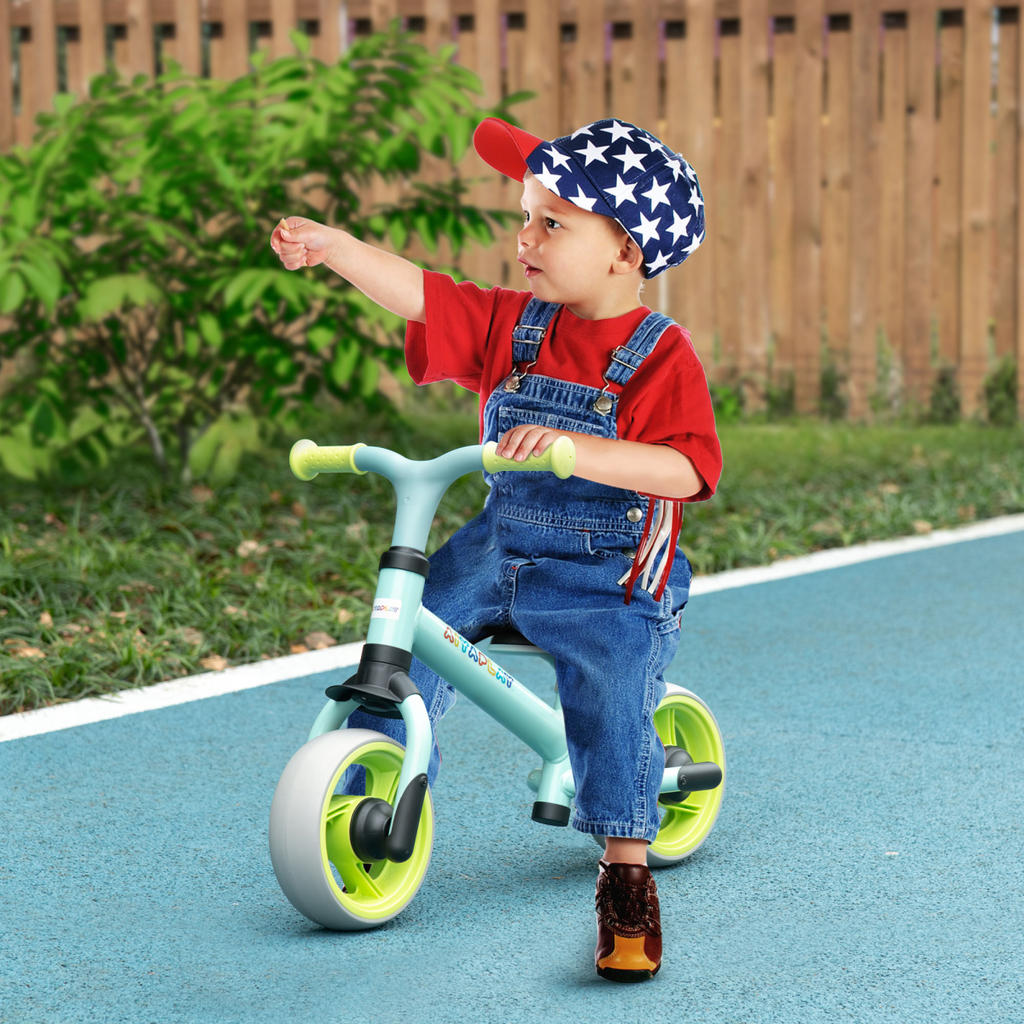 8" Baby Balance Bike with Adjustable Seat, Puncture-Free EVA Wheels - Green