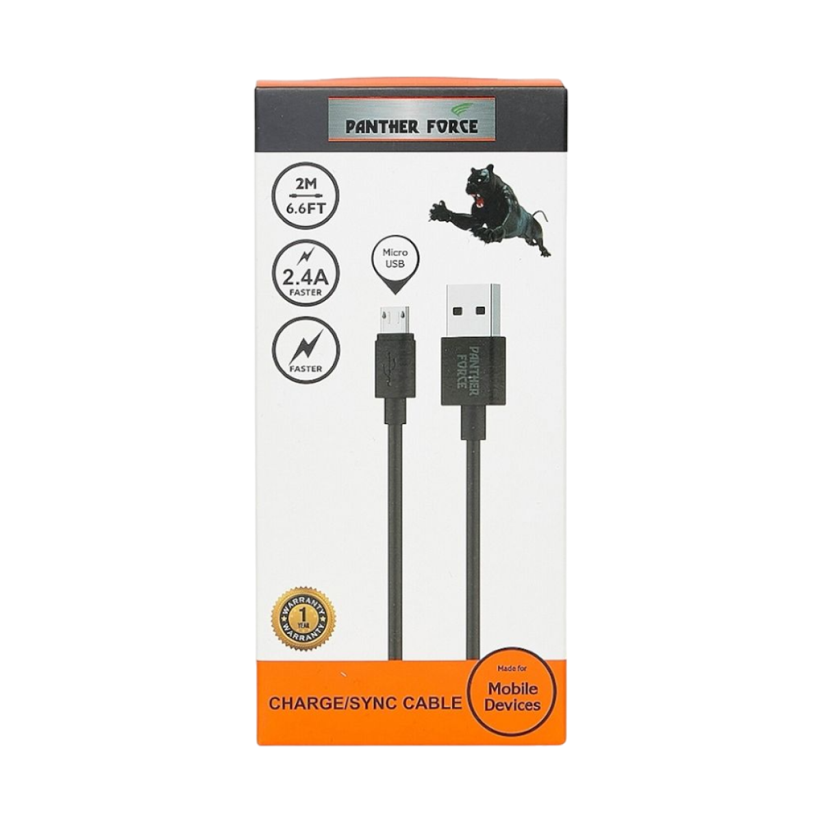 Panther Force 2M Cable for Micro USB - Seamless Charging & Data Transfer