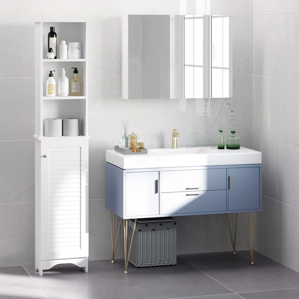 MDF 6-Tier Tall Bathroom Storage Cabinet White