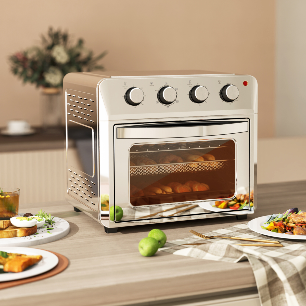 HOMCOM 24L Air Fryer Oven, Small Electric Oven, Grill, Roast, Bake, 1600W