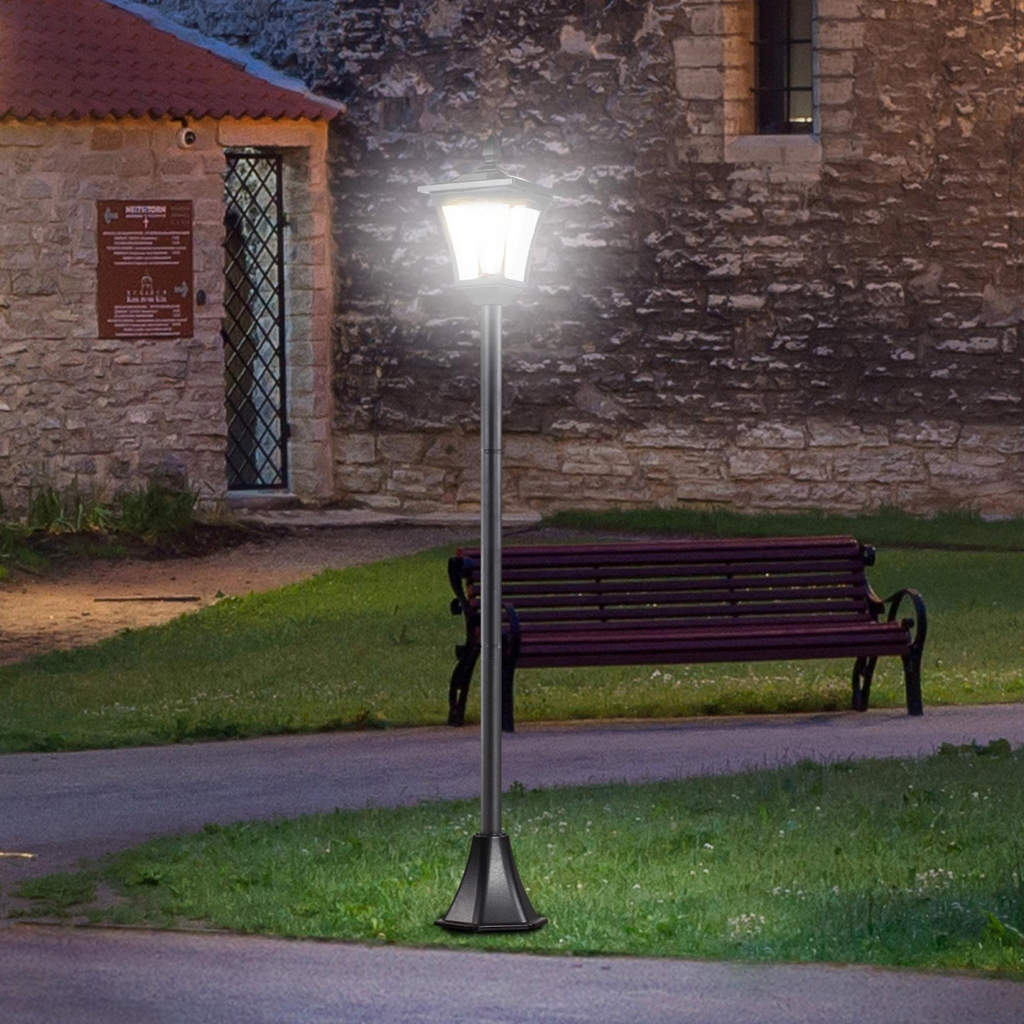 Outsunny Solar Powered Lamp Post, IP44, 18Lx18Wx160H cm-Black