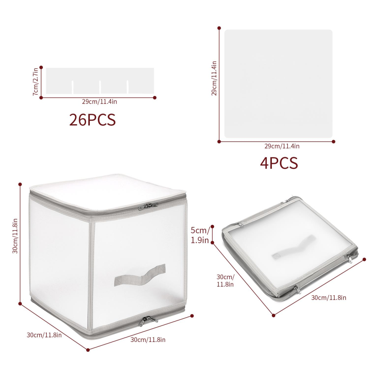 Vinsani Grey Xmas 64 Bauble Decorations Box