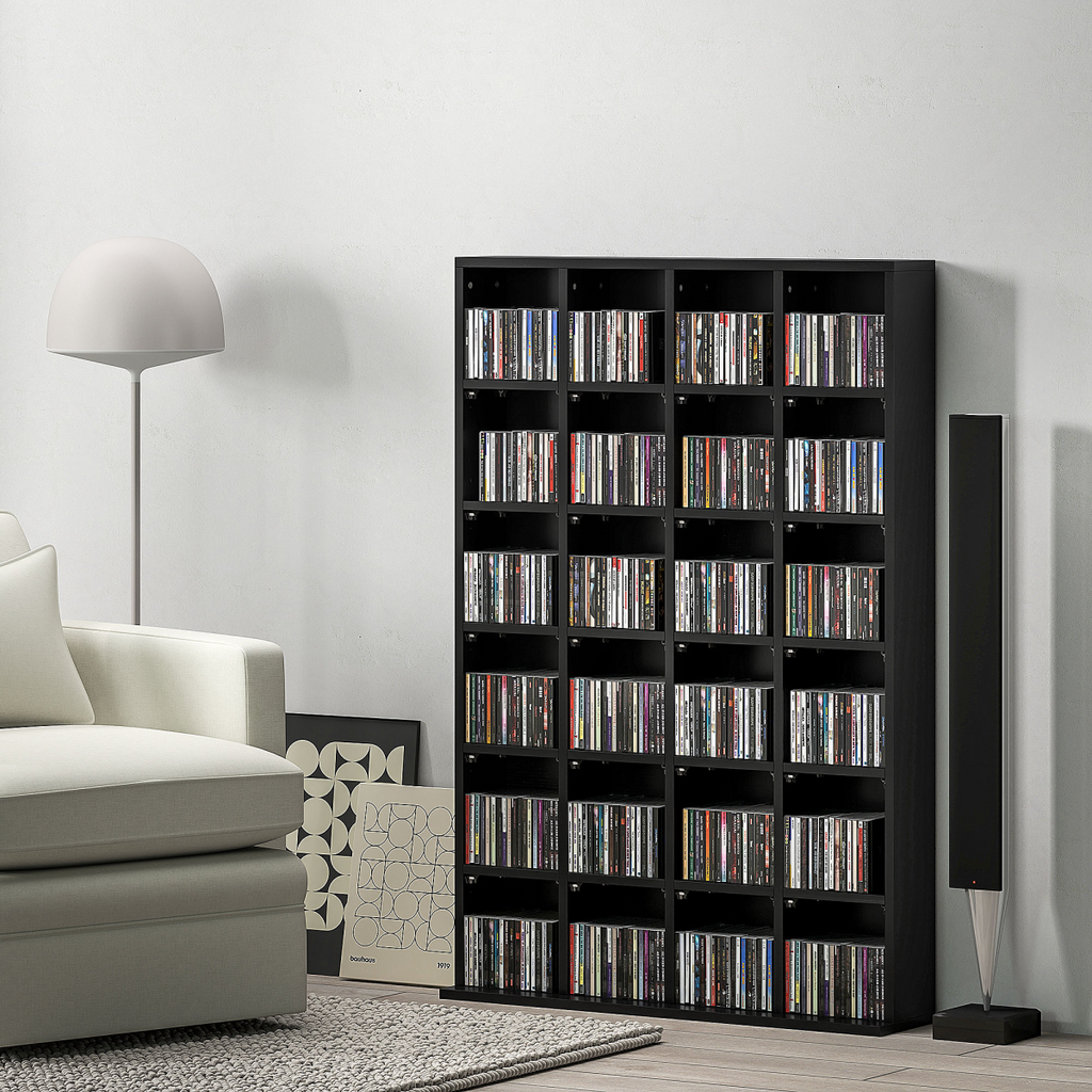 HOMCOM DVD CD Media Storage Rack, Video Display Unit, 89 x 130.5 cm, Black