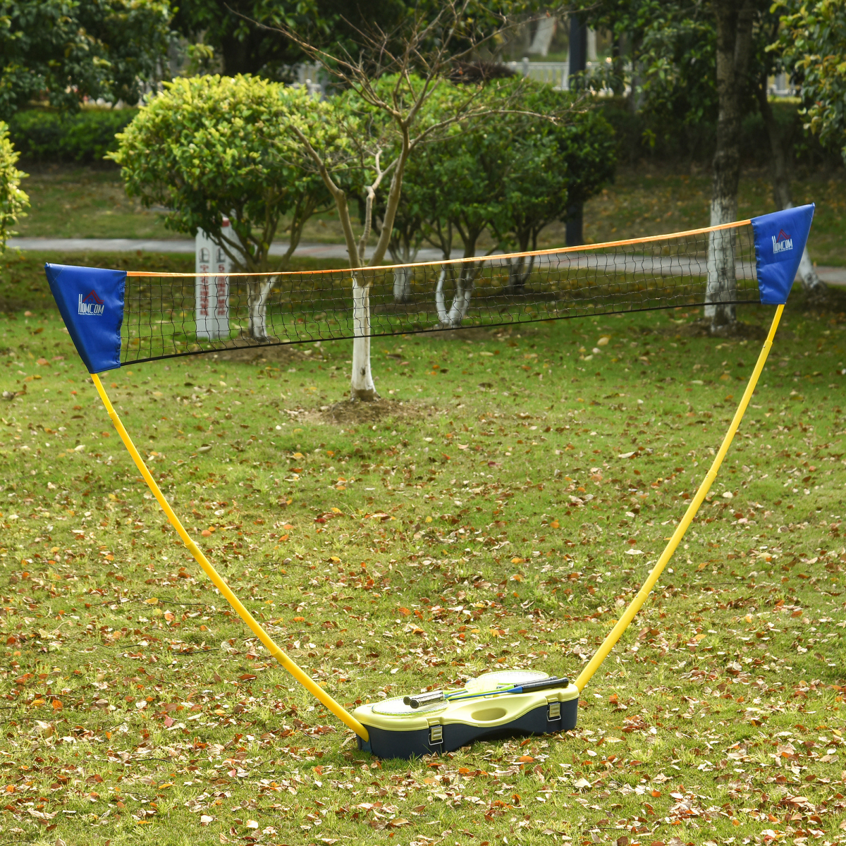 Foldable Badminton Net Set with 2 Pairs of Rackets 2 Nylon Shuttlecocks HOMCOM