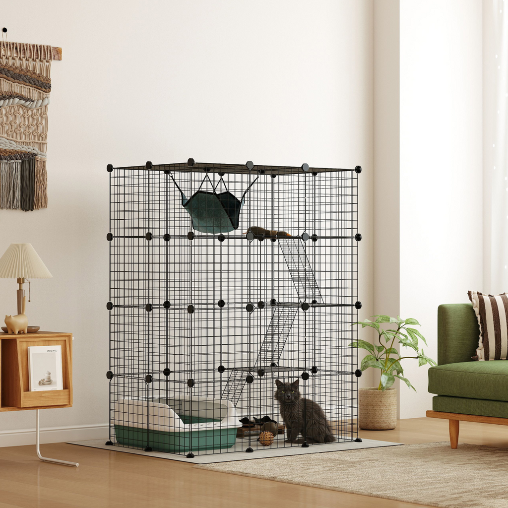 Customisable Cat Playhouse - Four-Tier Design for Up to Three Cats