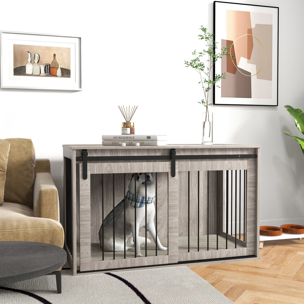 PawHut Dog Crate Furniture with Removable Cushion for XL Dogs - Brown