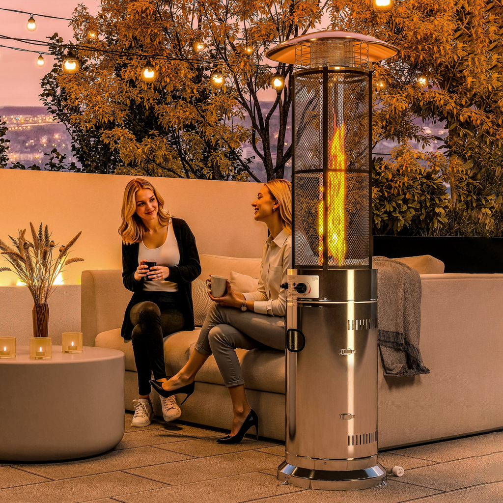 Outsunny 11 KW Gas Patio Heater, Propane Heater with Tip-Over Switch, Silver