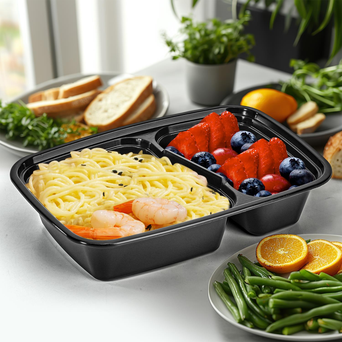 Vinsani 10pk 2 COMPARTMENTS MEAL PREP CONTAINERS