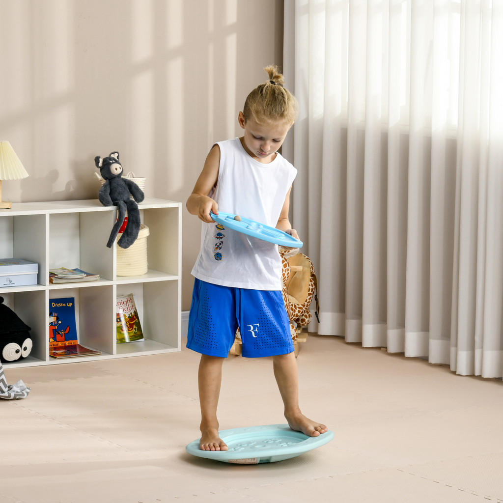 ZONEKIZ 2 in 1 Balance Board, Kids Wobble Board with Ball - Blue