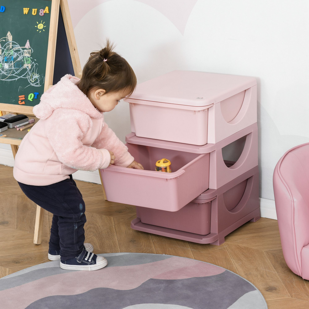 HOMCOM Kids Storage Units with Drawers 3 Tier Chest Vertical Dresser Tower