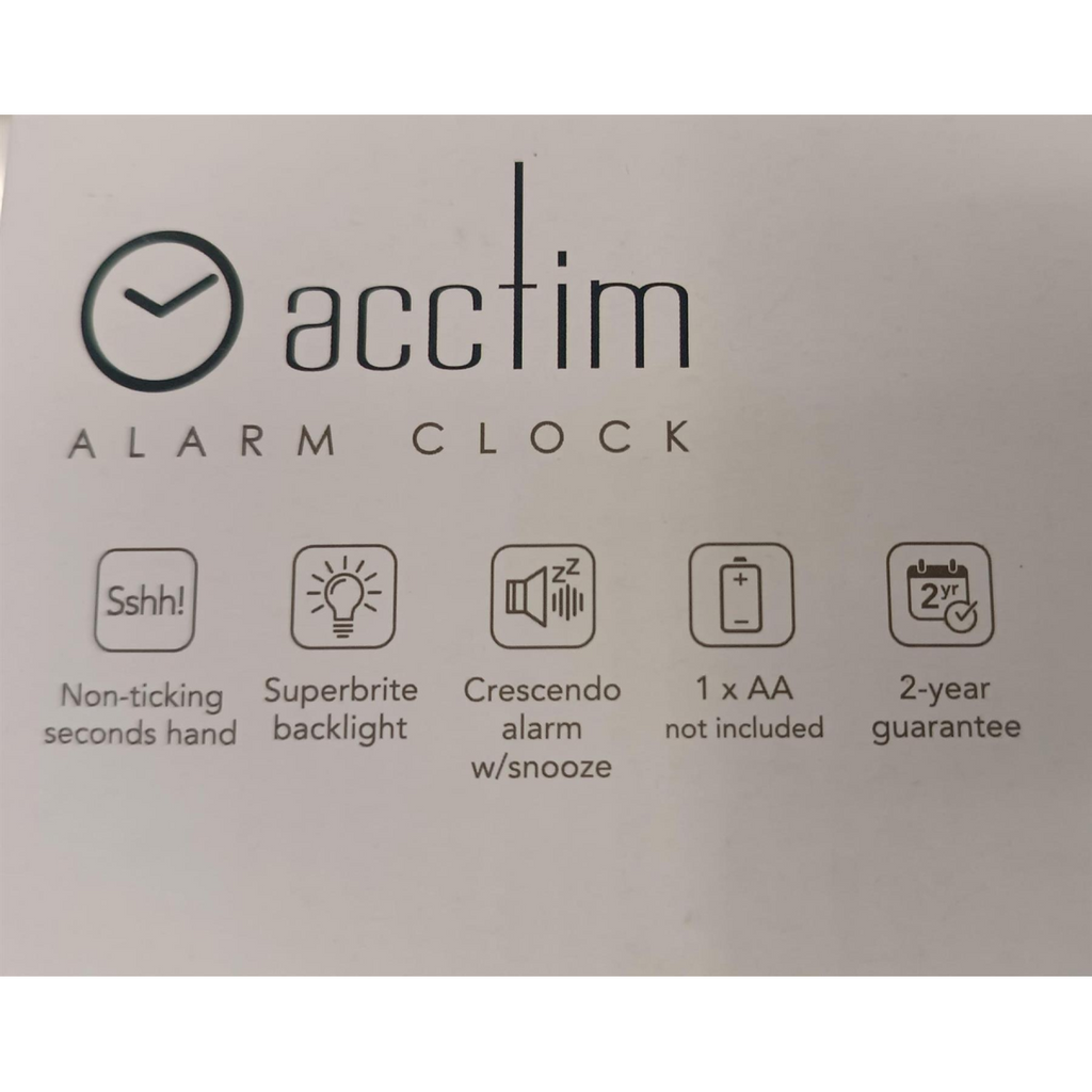Acctim Eden Non Ticking Sweep Crescendo Alarm Clock in Black - 16523