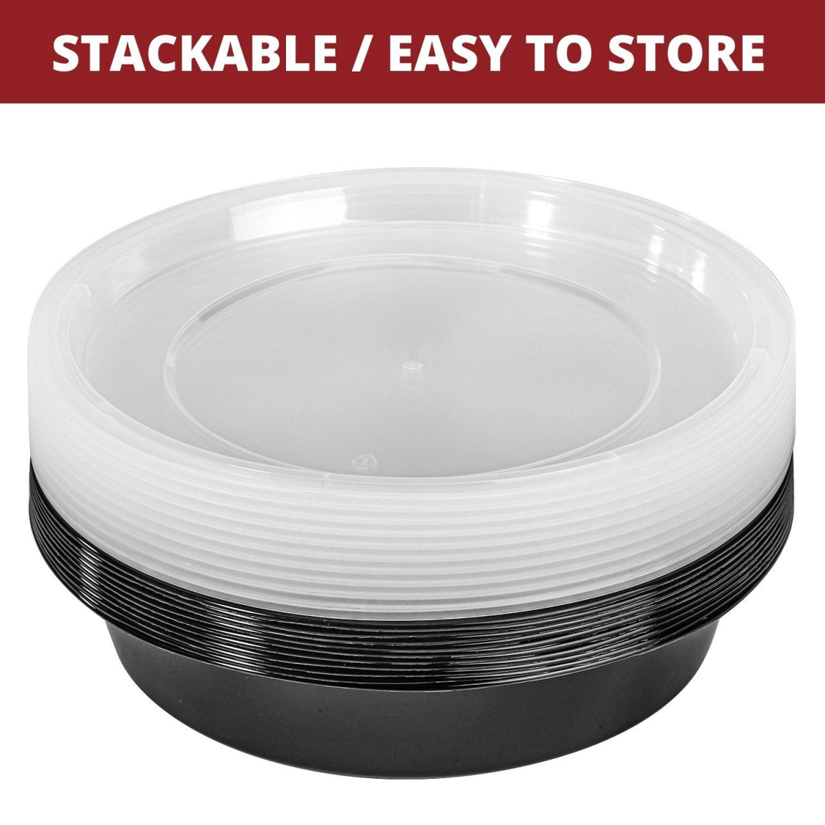 Vinsani 20pk ROUND 1 COMPARTMENT MEAL PREP CONTAINERS