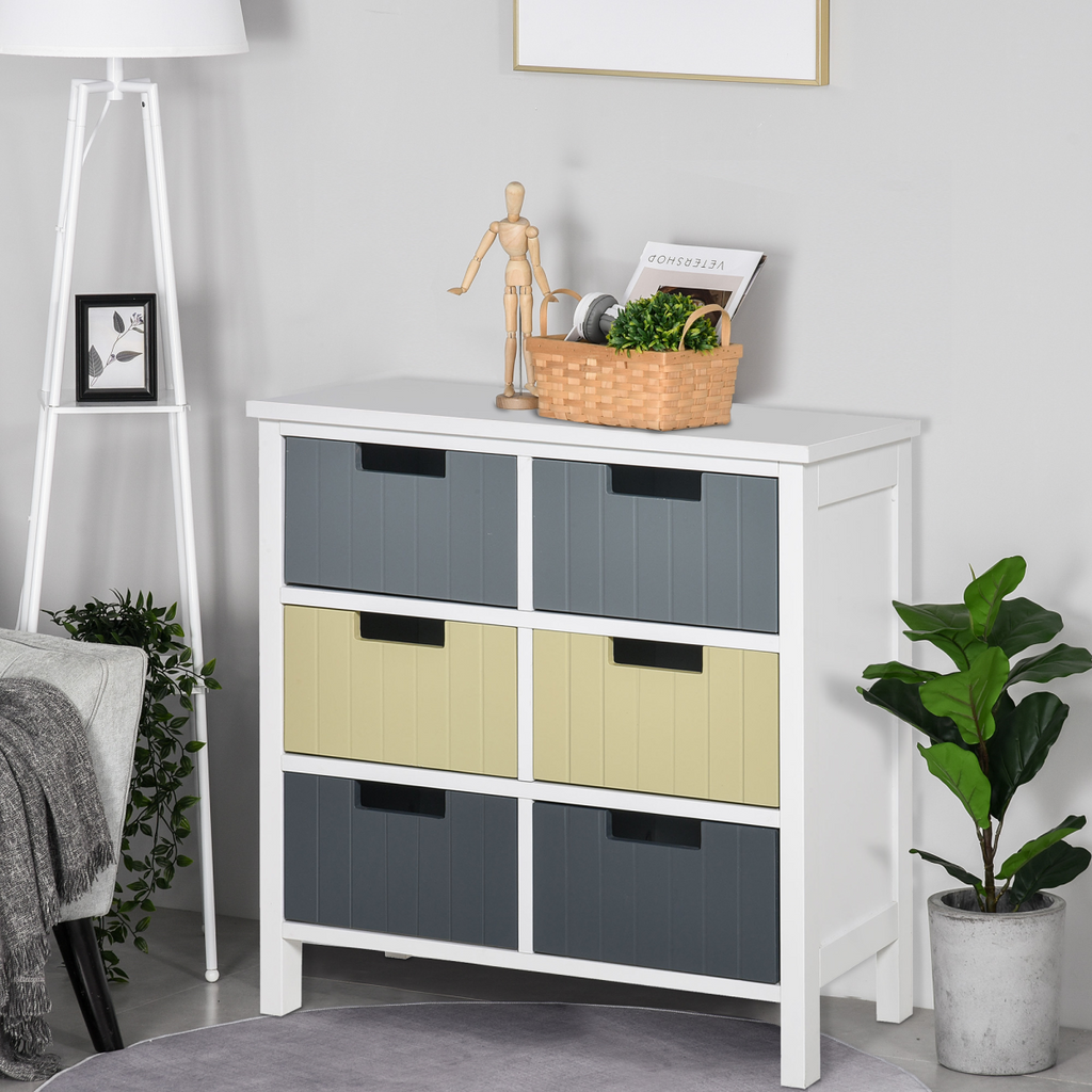 Simple Chest of 6 Drawers Storage Cabinet for Dining & Living Room