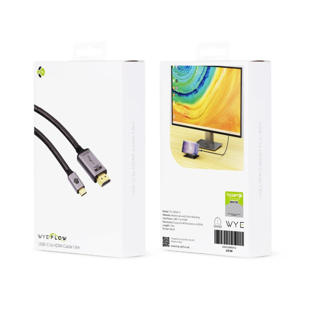 WYEFLOW USB-C to HDMI Cable 1.8m