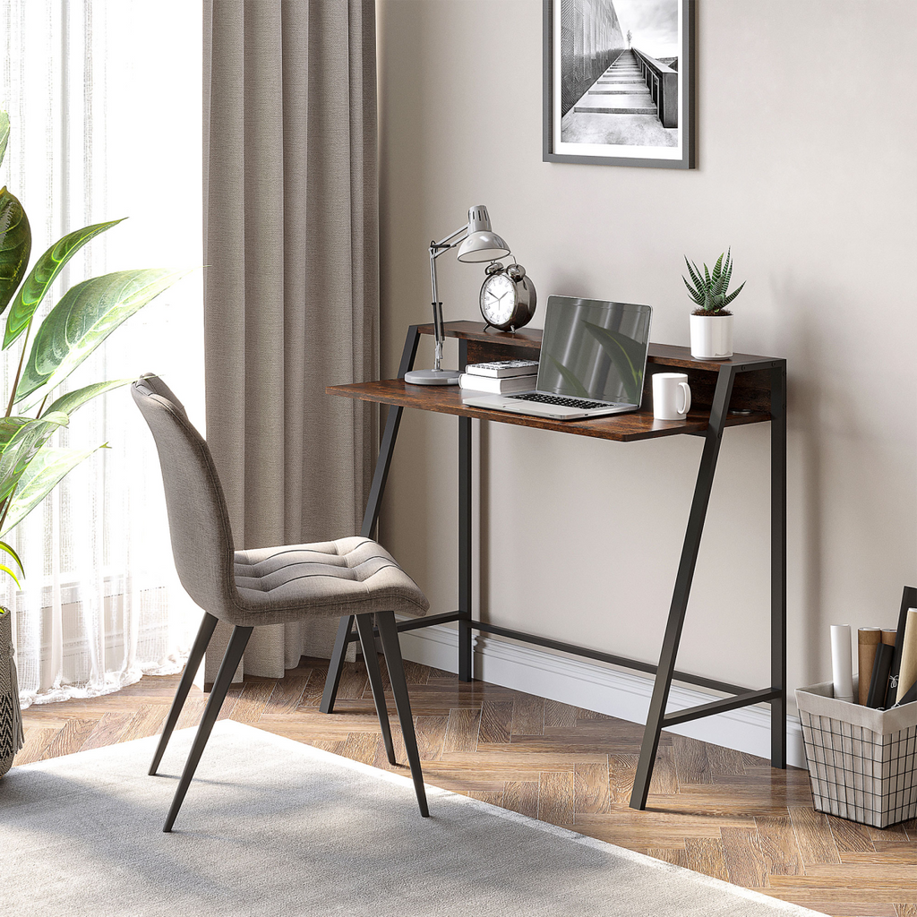 Writing Desk Computer Workstation Storage Shelf Color Rustic Brown