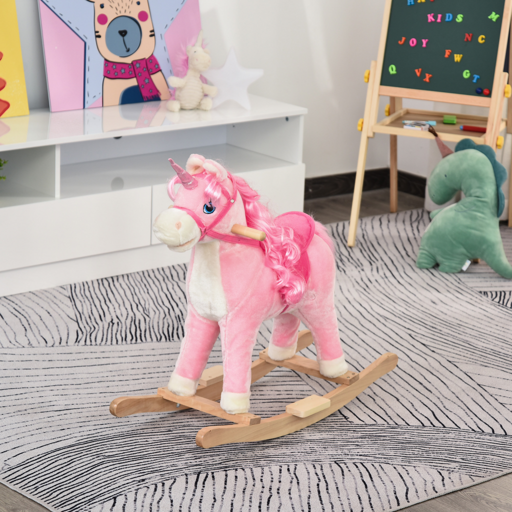 Kids Rocking Unicorn Ride-On Horse Moving Mouth Tail Sounds 36-72 Mnths