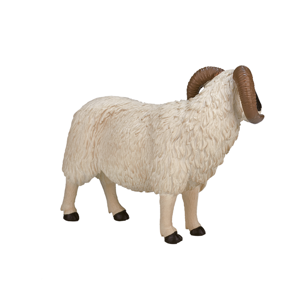 Black-Faced Sheep Ram Toy  Realistic Farm Animal Figurine