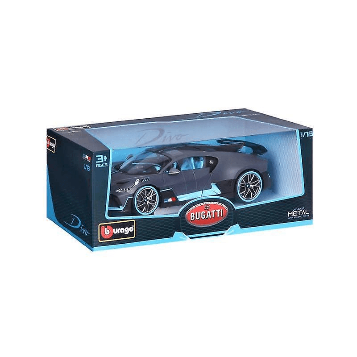 Burago 1:18 Scale Model Car 18-11045 - Bugatti Divo - Grey/Blue