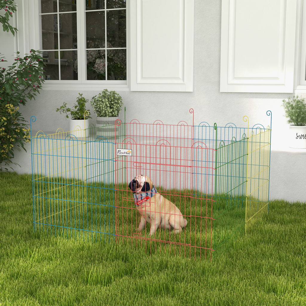 PawHut Pet Playpen Dog Puppy Crate Kennel w/ Door, 60H x Φ156cm