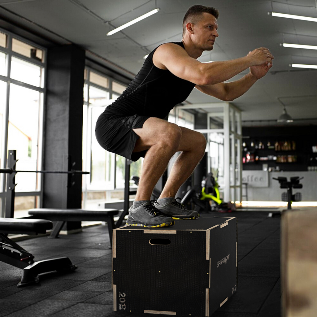 SPORTNOW 51/61/76cm Plyometric Jump Box, Wooden Plyo Box for Home Gym