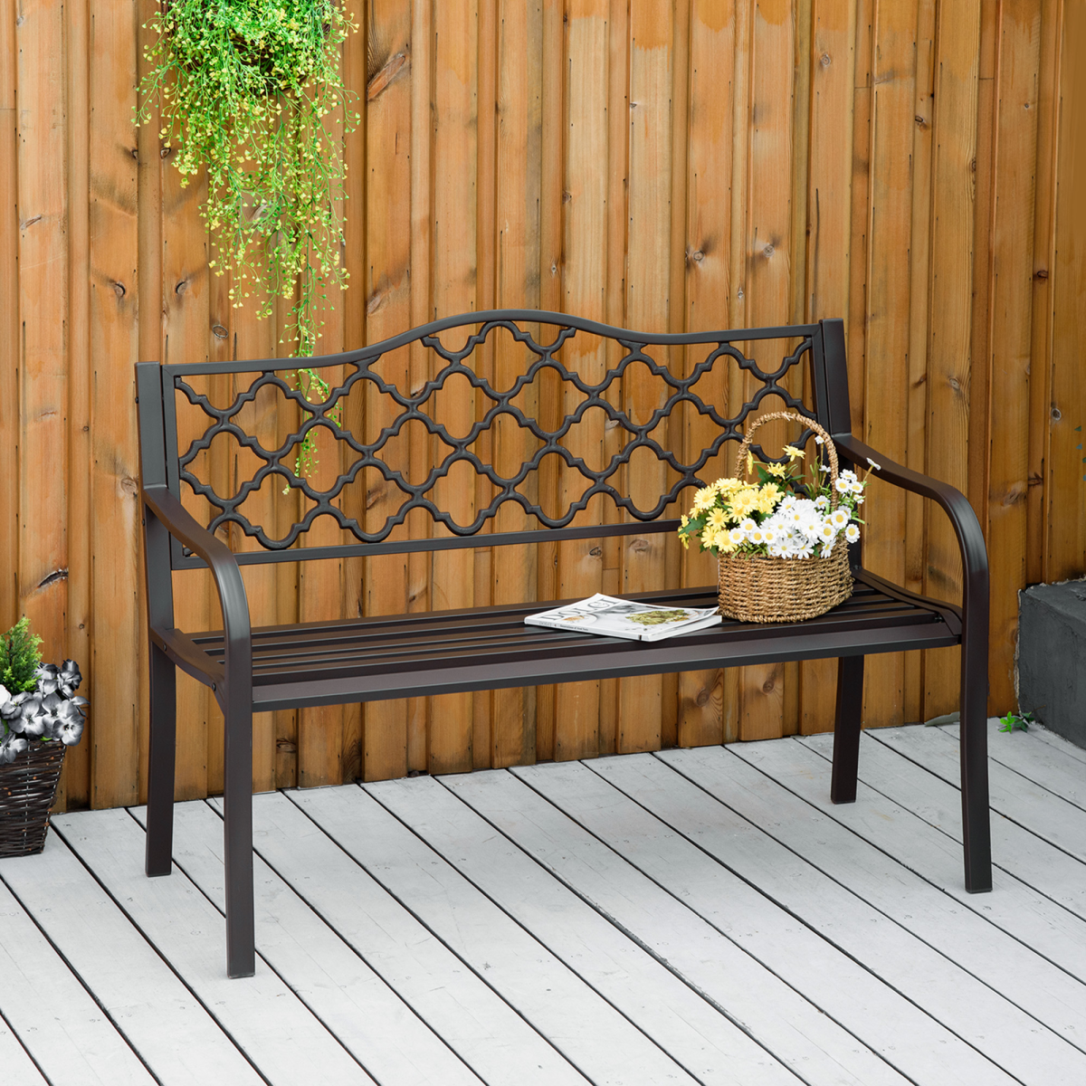 Cast Iron Front Porch Bench Mesh Patio Folding Rocking Set Lawn Furniture