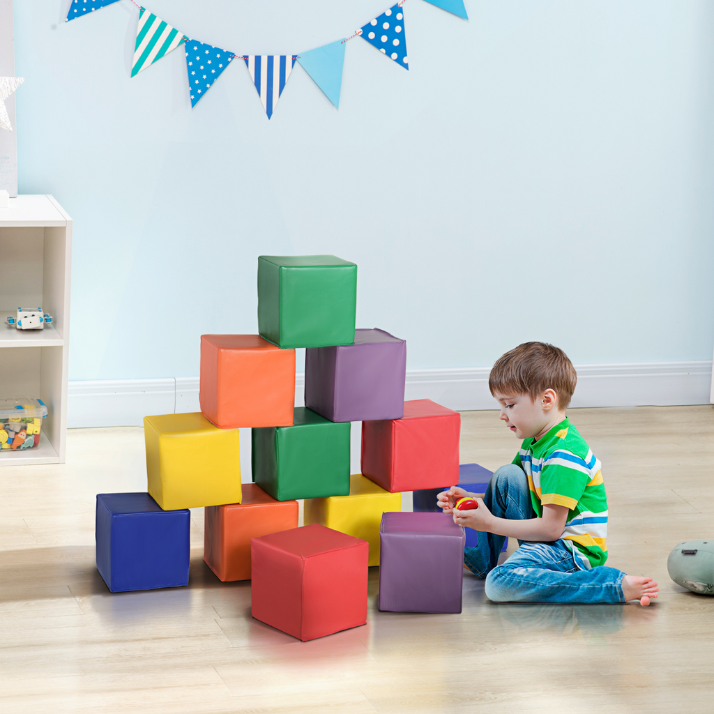 12 Piece Kids Soft Play Blocks Soft Foam Toy Building Stacking Block HOMCOM