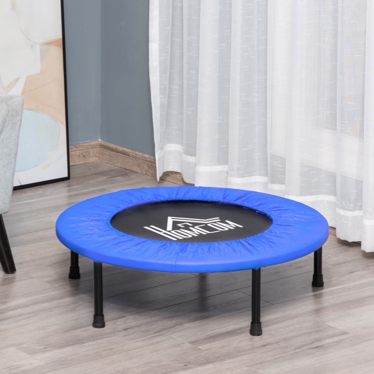 HOMCOM Φ81cm Fitness Trampoline Exercise, Max Load 100 KG, Blue Black