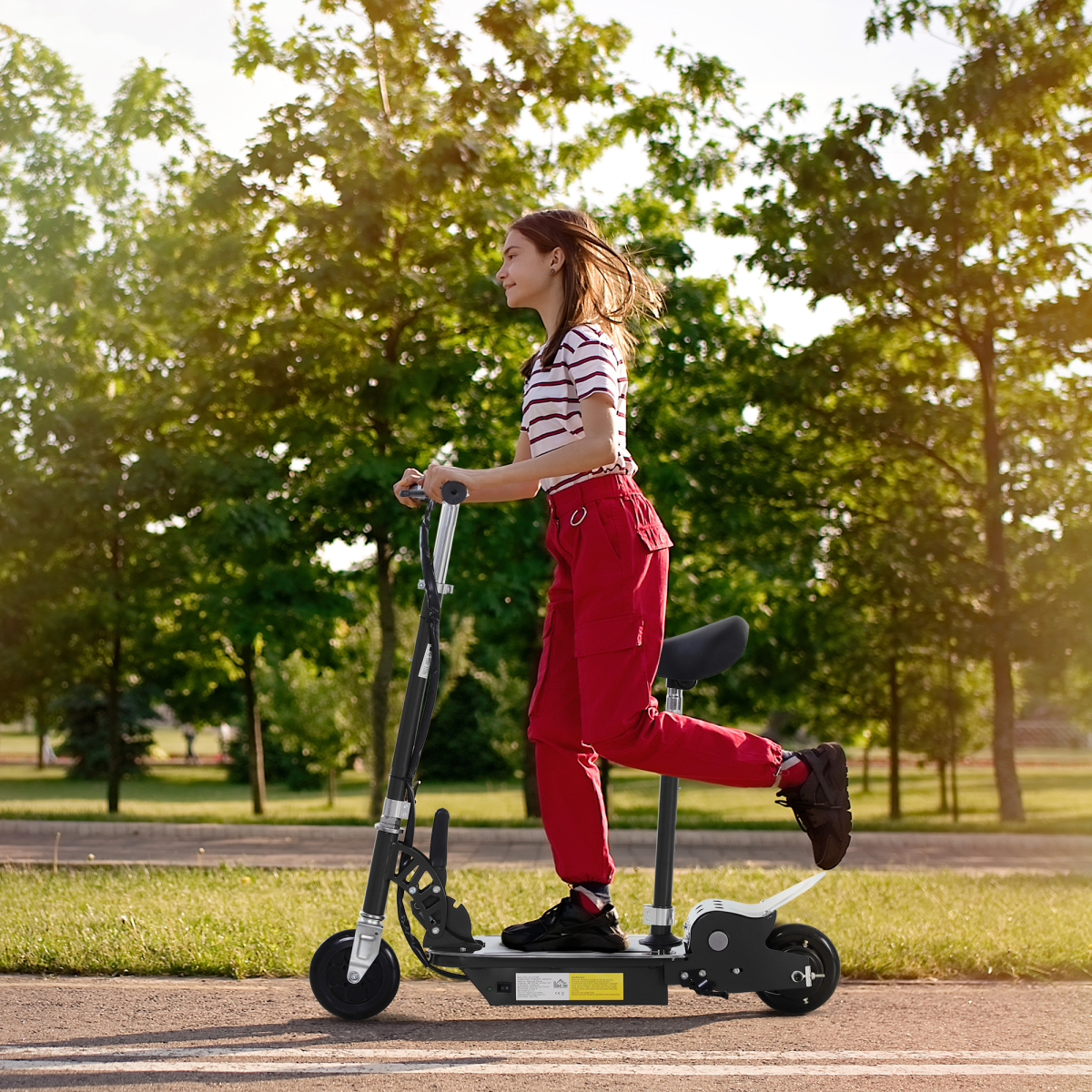 HOMCOM Teen Foldable Electric Scooters Electric Battery 120W with Brake Kickstand