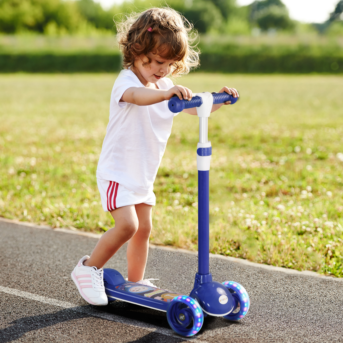 AIYAPLAY Kids 3 Wheel Scooter for 2-6 Years Old with Adjustable Height, Blue