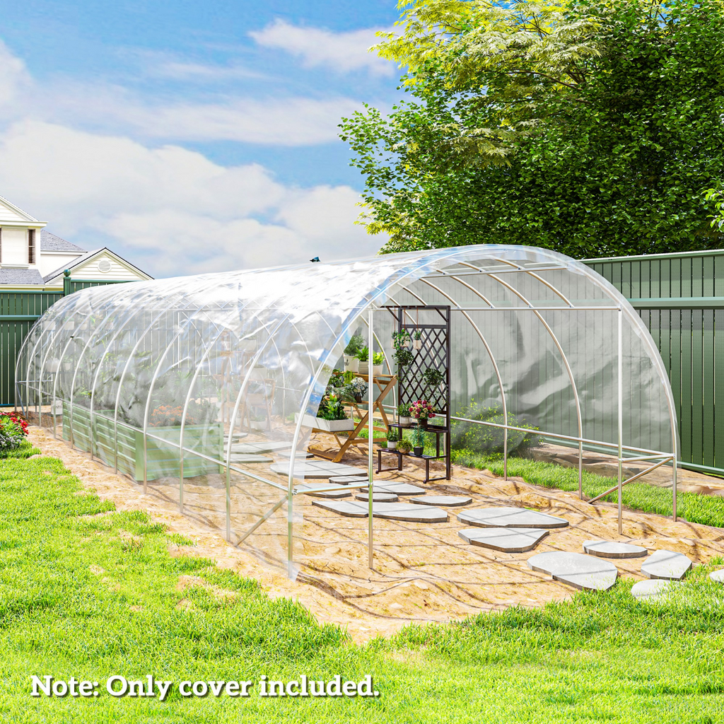 Outsunny 6 X 10m UV Resistant Waterproof Plastic Polytunnel Cover, Clear