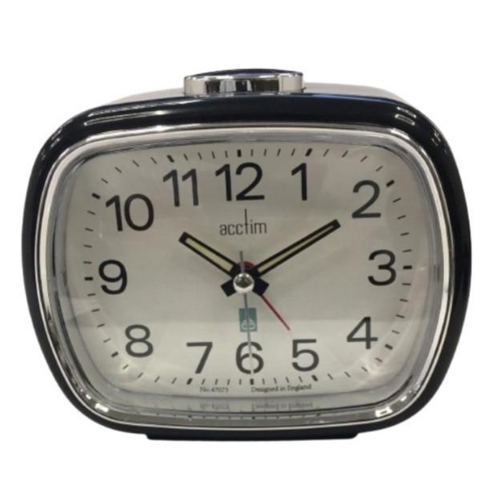 Acctim Camille Analogue Quartz Luminous Hands Chrome Bezel Alarm Clock Black