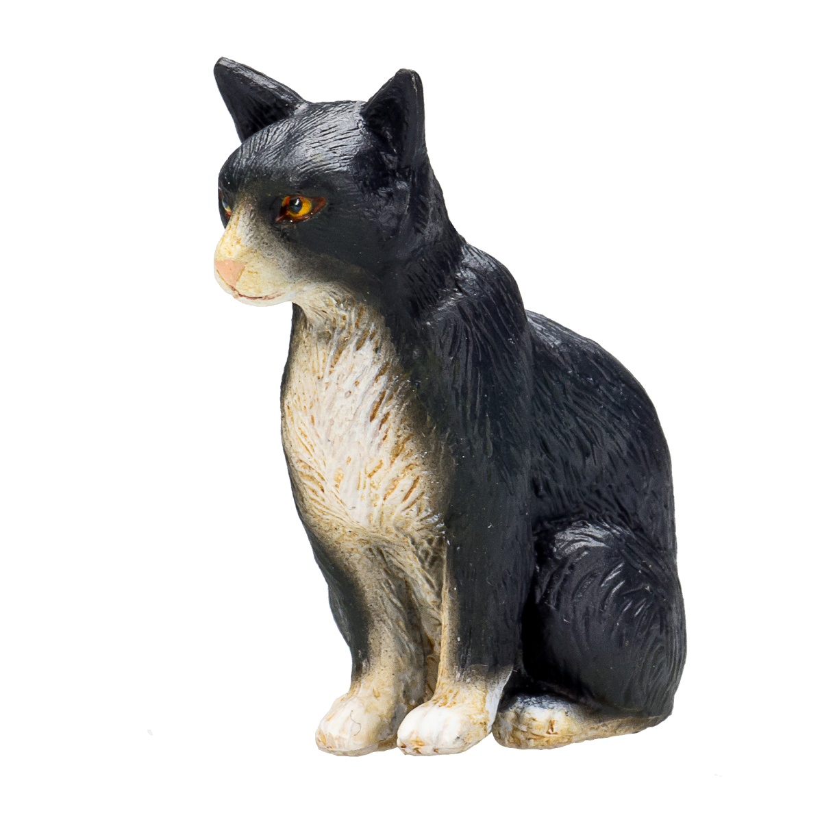 Cat Sitting Black and White Toy  Realistic Pet Figurine