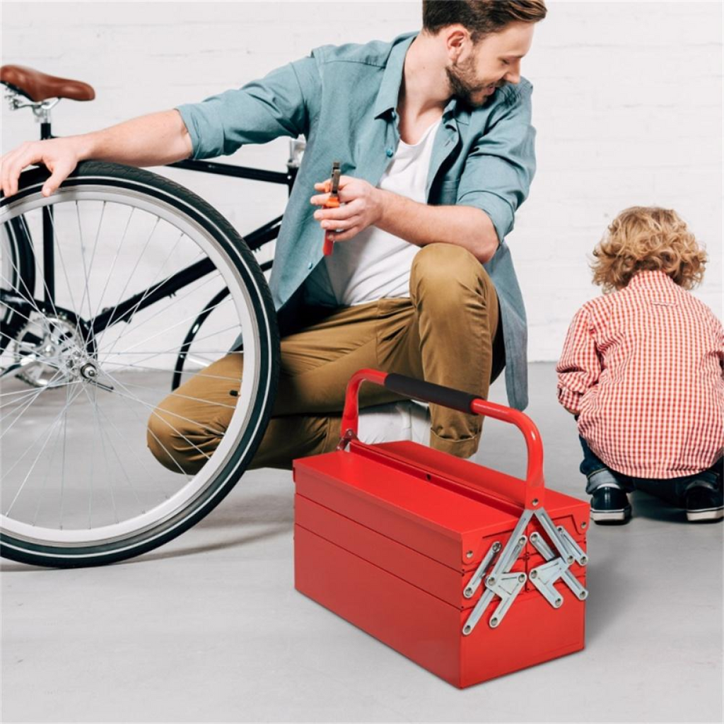 Red Steel Cantilever Tool Box with 5 Trays – 45cm