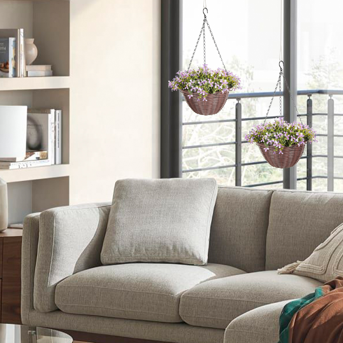 Artificial hanging basket