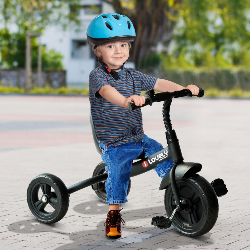 Baby Kids Children Toddler Tricycle Ride on Trike with 3 Wheels Black HOMCOM