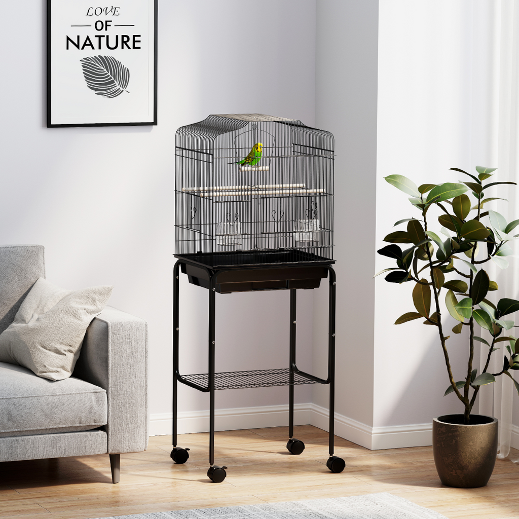 PawHut Bird Cage for Budgie Finch Canary Parakeet W/ Stand Tray Black